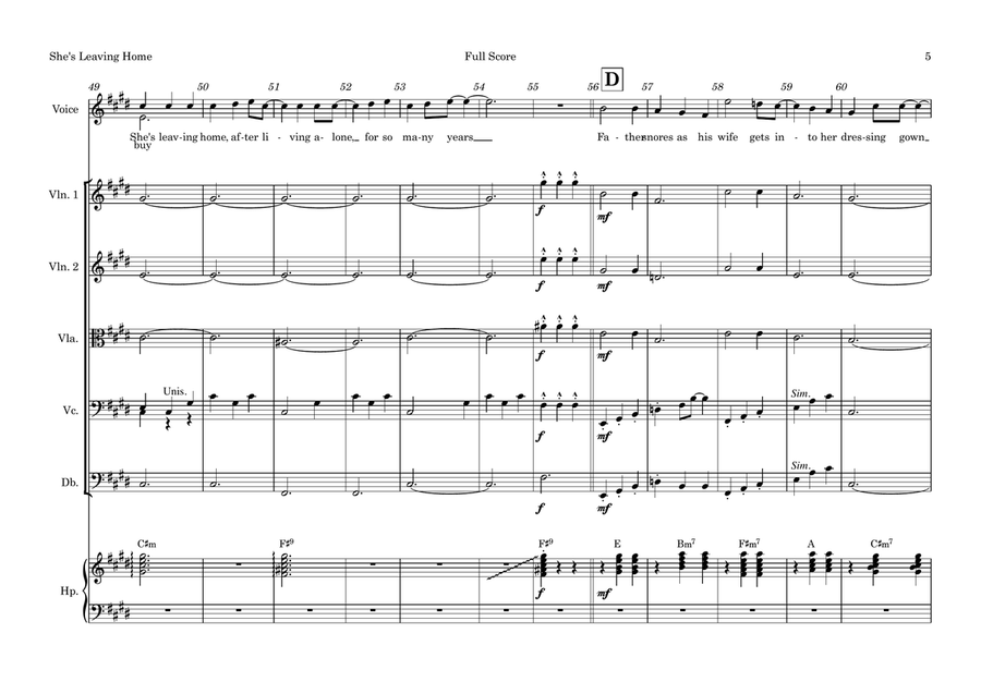 She's Leaving Home String Orchestra scores gallery preview page 5