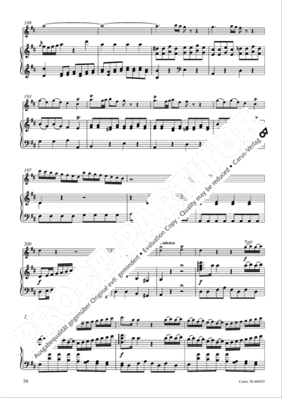 Concerto for Flute in D major (Concerto per il Flauto traverso in D / Flotenkonzert in D) Flute Solo scores gallery preview page 17