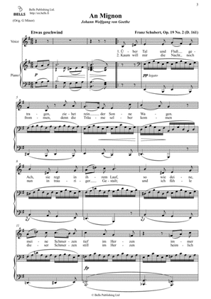 Book cover for An Mignon, Op. 19 No. 2 (D. 161) (E minor)