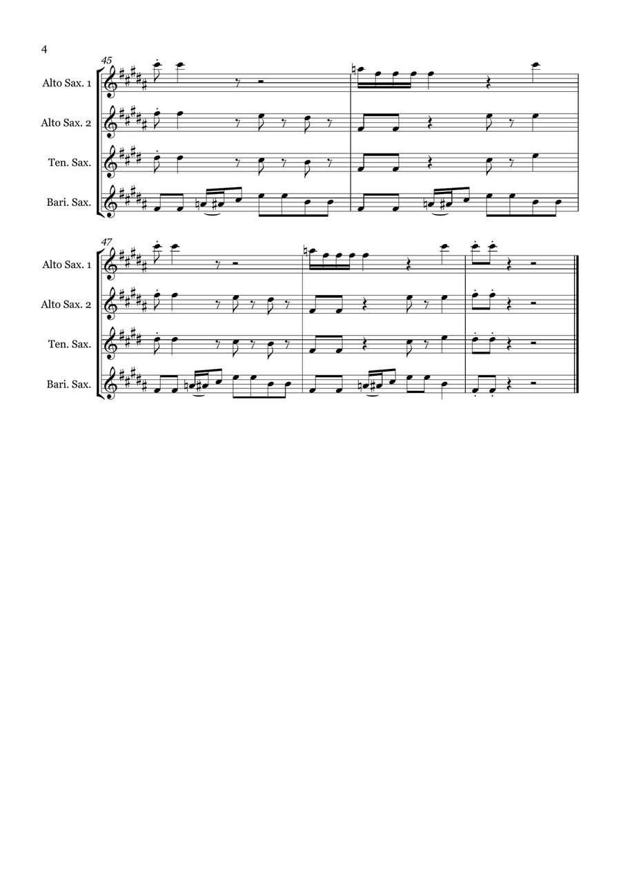Ghostbusters by Ray Parker Jr. Saxophone Quartet - Digital Sheet Music page 4