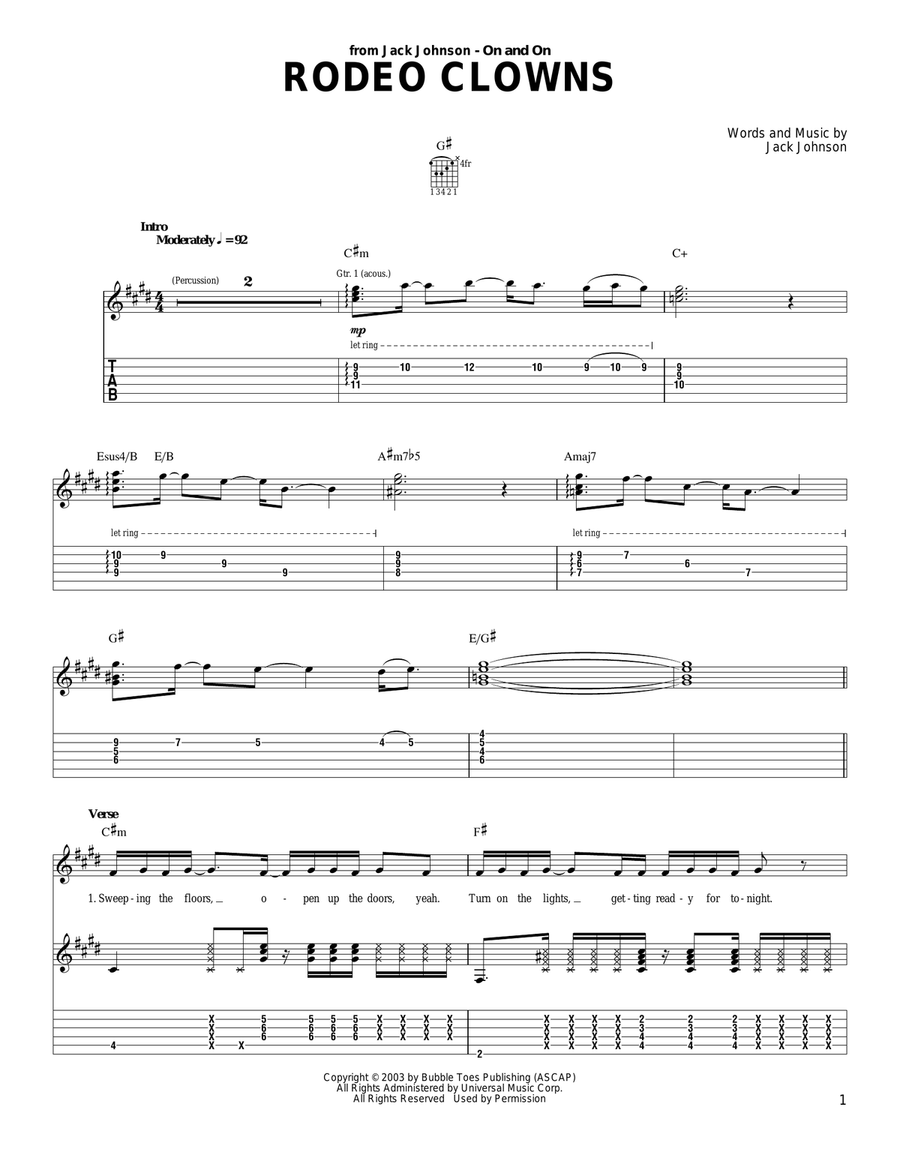 Rodeo Clowns Rodeo Clowns Acoustic Guitar scores gallery preview page 1