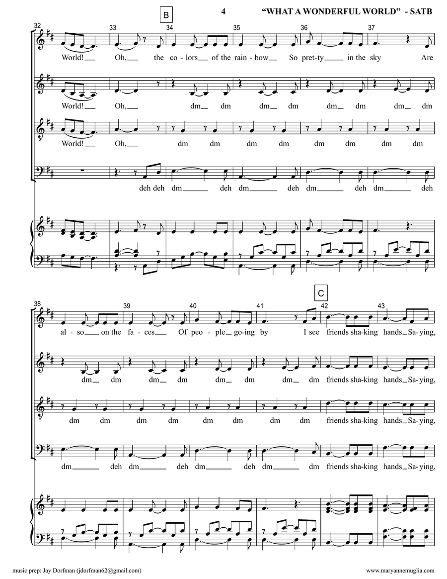 What A Wonderful World 4-Part scores gallery preview page 4