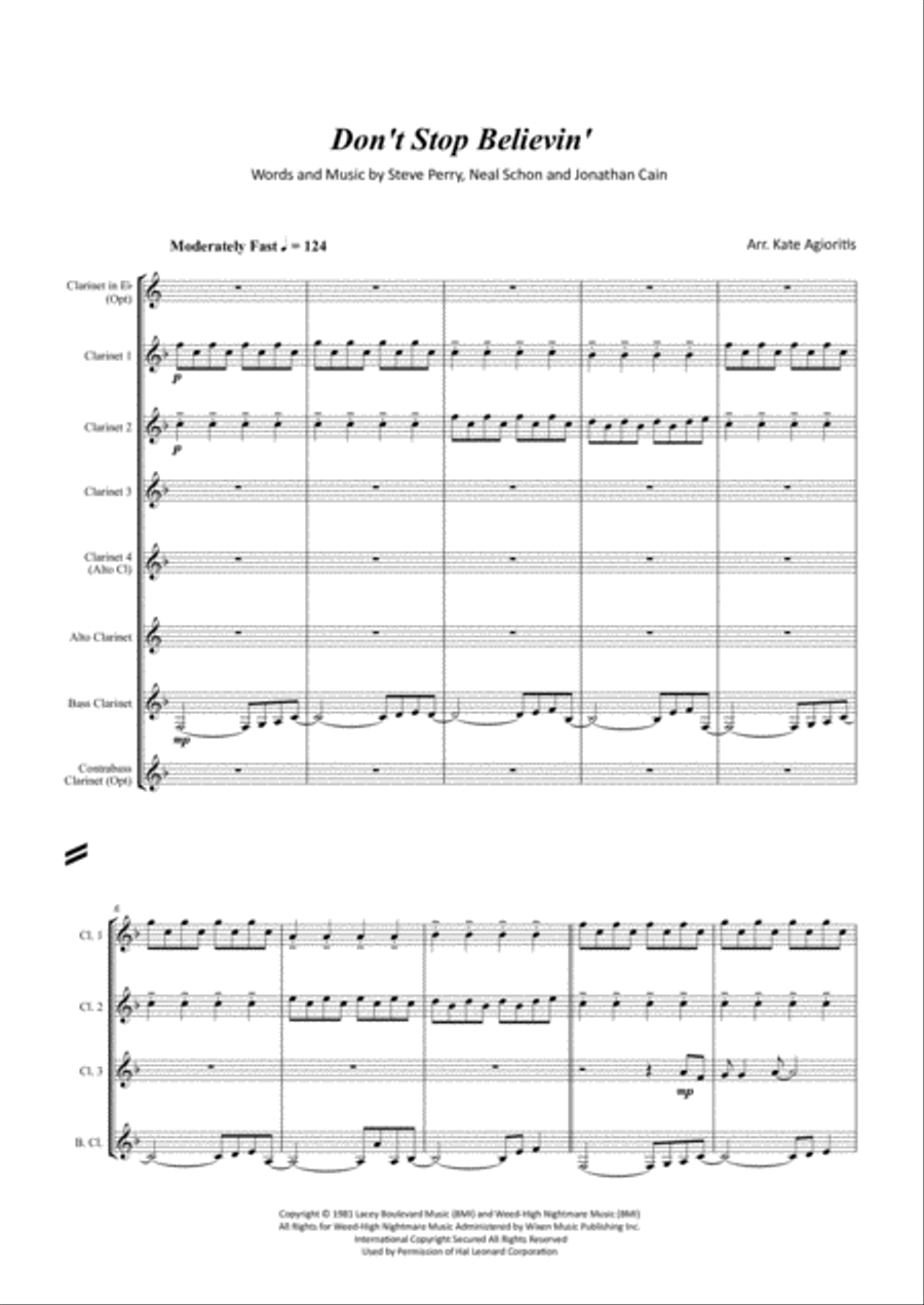 Don't Stop Believin' Woodwind Ensemble scores gallery preview page 2