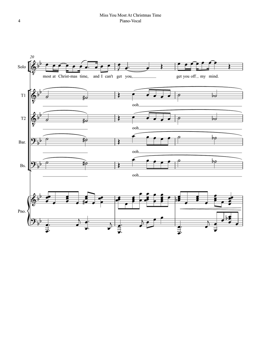 Miss You Most At Christmas Time TTBB scores gallery preview page 4