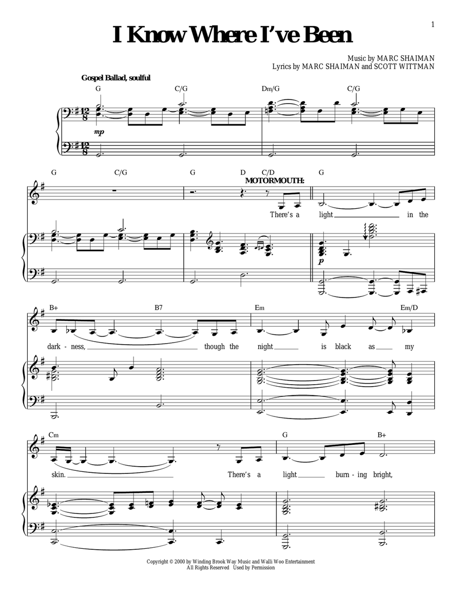 I Know Where I've Been (from Hairspray) Voice scores gallery preview page 1