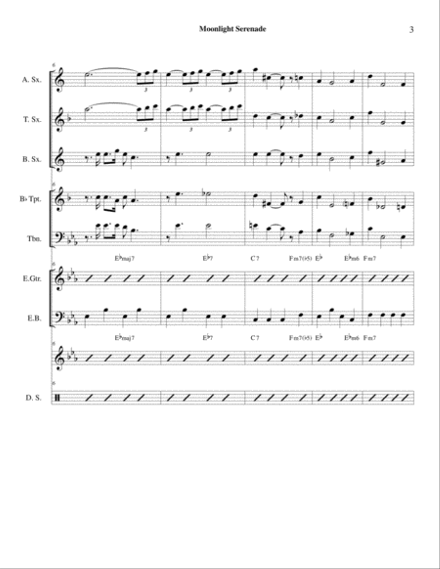 Moonlight Serenade for Little Big Band Jazz Ensemble scores gallery preview page 3