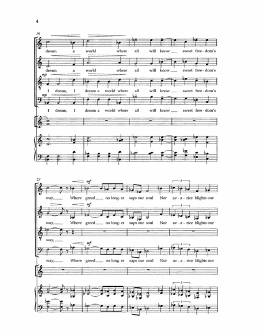 I Dream a World 4-Part scores gallery preview page 5