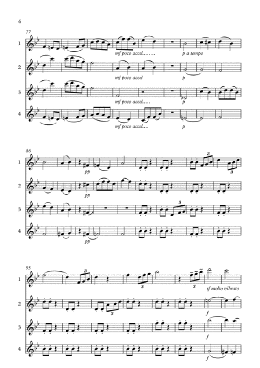 ANDANTE CANTABILE from Quartet Op.11 for 4 flutes - TSCHAIKOVSKY Flute Quartet scores gallery preview page 6