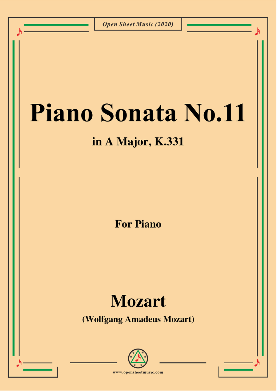 Mozart-Piano Sonata No.11 in A Major,K.331 Piano Solo scores gallery preview page 1