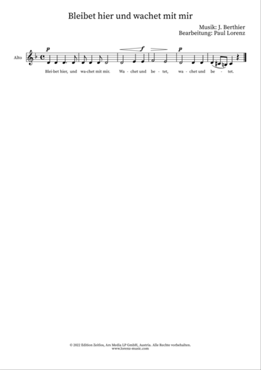 Bleibet hier und wachet mit mir 4-Part scores gallery preview page 3