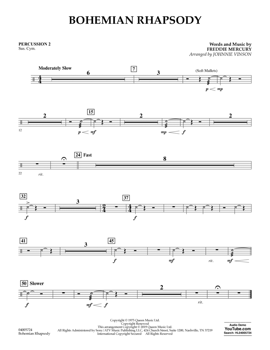 Bohemian Rhapsody (arr. Johnnie Vinson) - Percussion 2