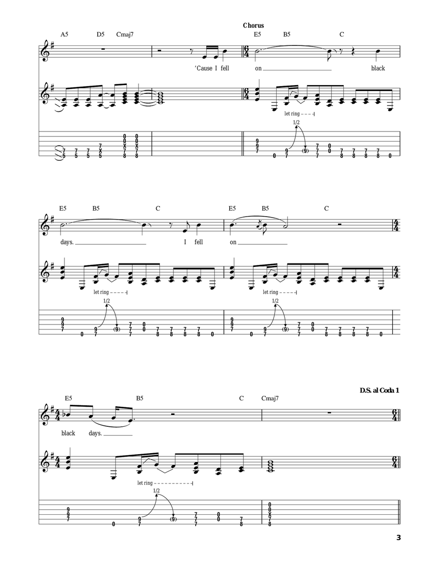 Fell On Black Days Acoustic Guitar scores gallery preview page 3