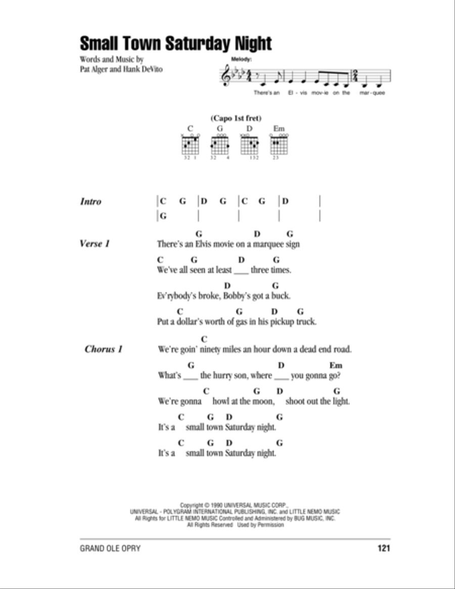 Small Town Saturday Night Acoustic Guitar scores gallery preview page 1