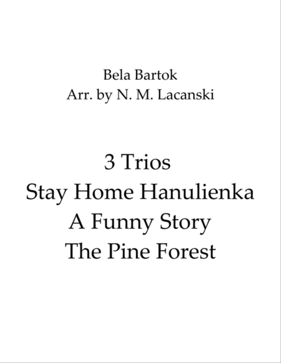 3 Trios Stay Home Hanulienka A Funny Story The Pine Forest String Trio scores gallery preview page 1