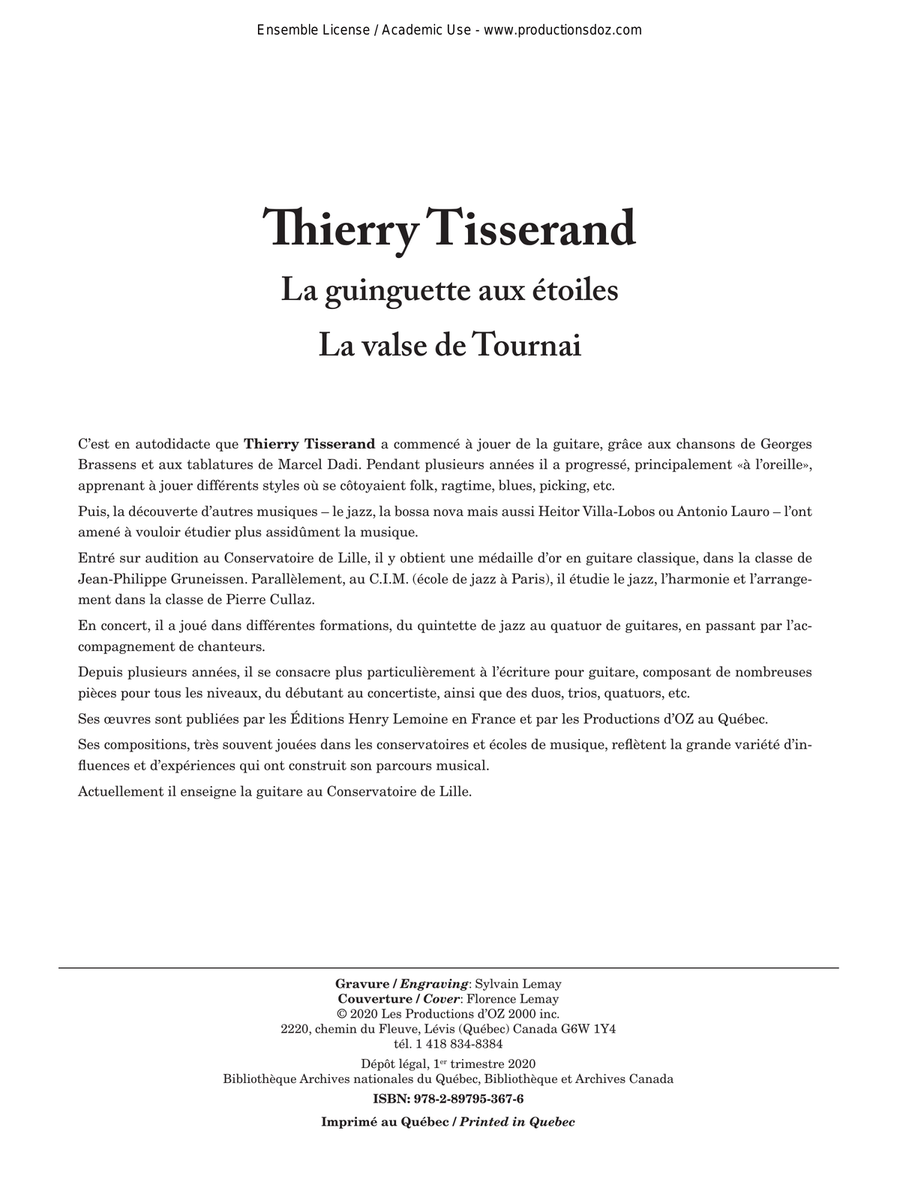 La guinguette aux étoiles, La valse de Tournai Classical Guitar scores gallery preview page 1
