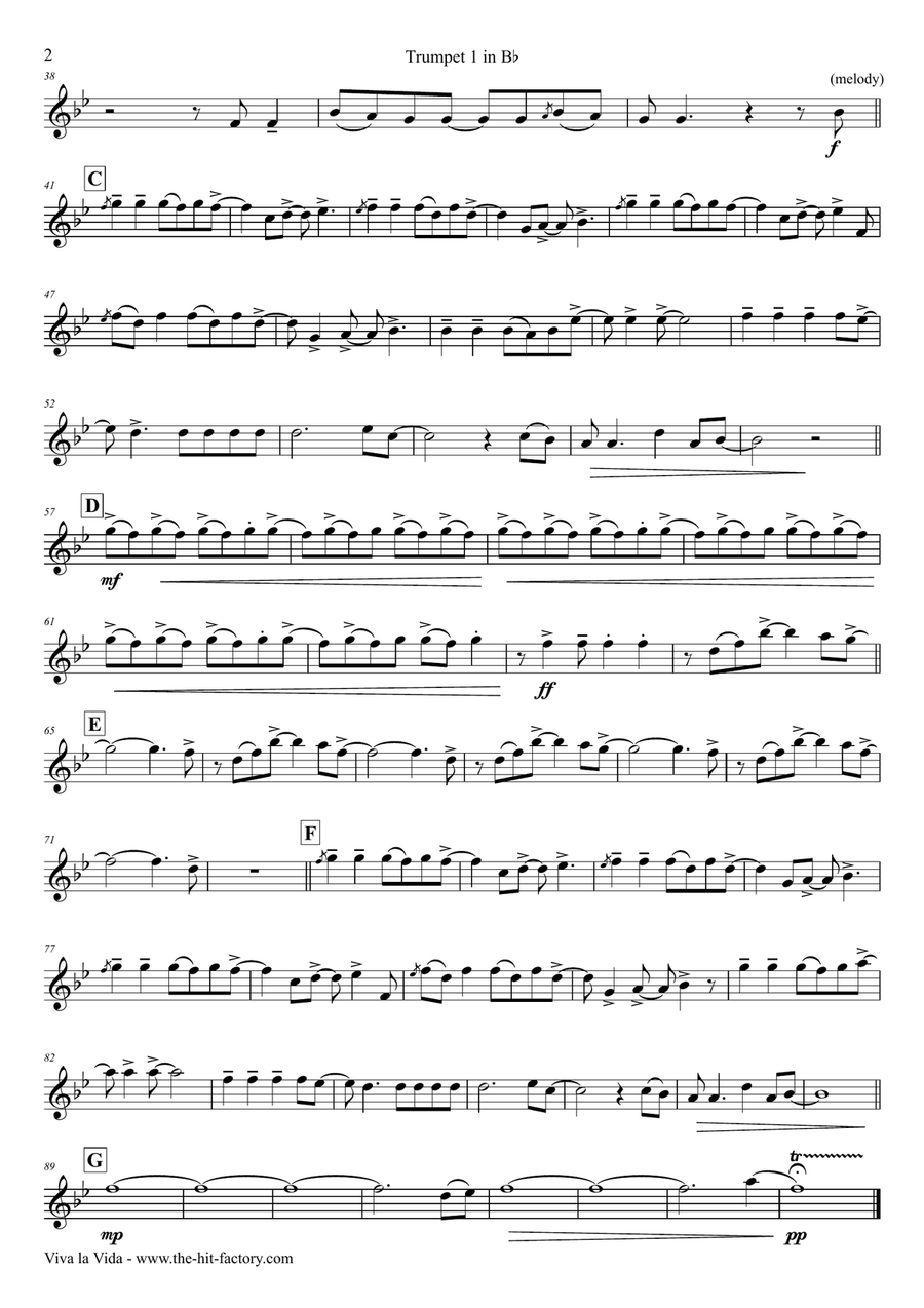 Viva La Vida by Coldplay - Brass Ensemble - Digital Sheet