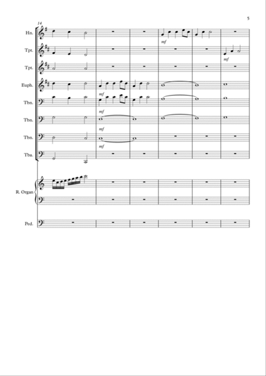 Joy To The World (for brass and organ) Large Ensemble scores gallery preview page 5