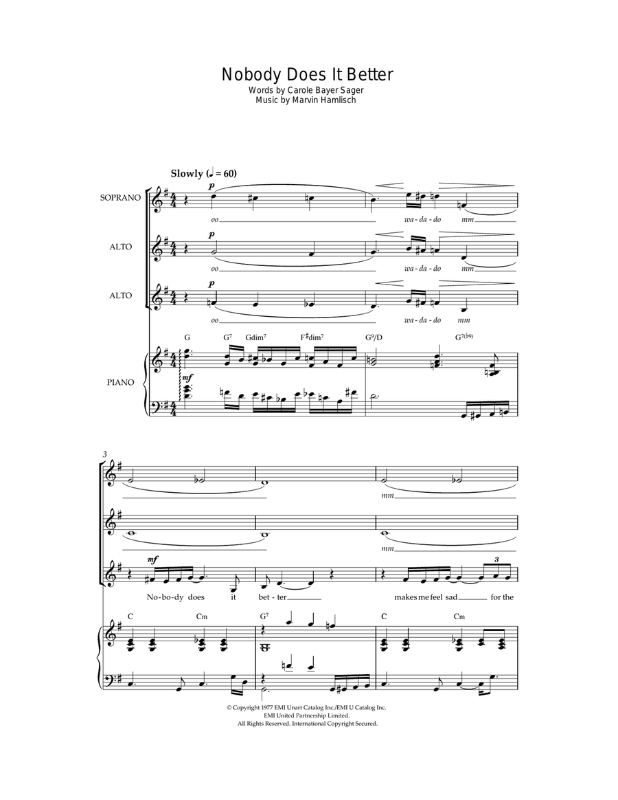 Nobody Does It Better Choir scores gallery preview page 1