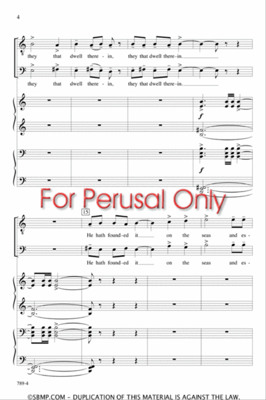 Psalm 24 - SATB Octavo 4-Part scores gallery preview page 3