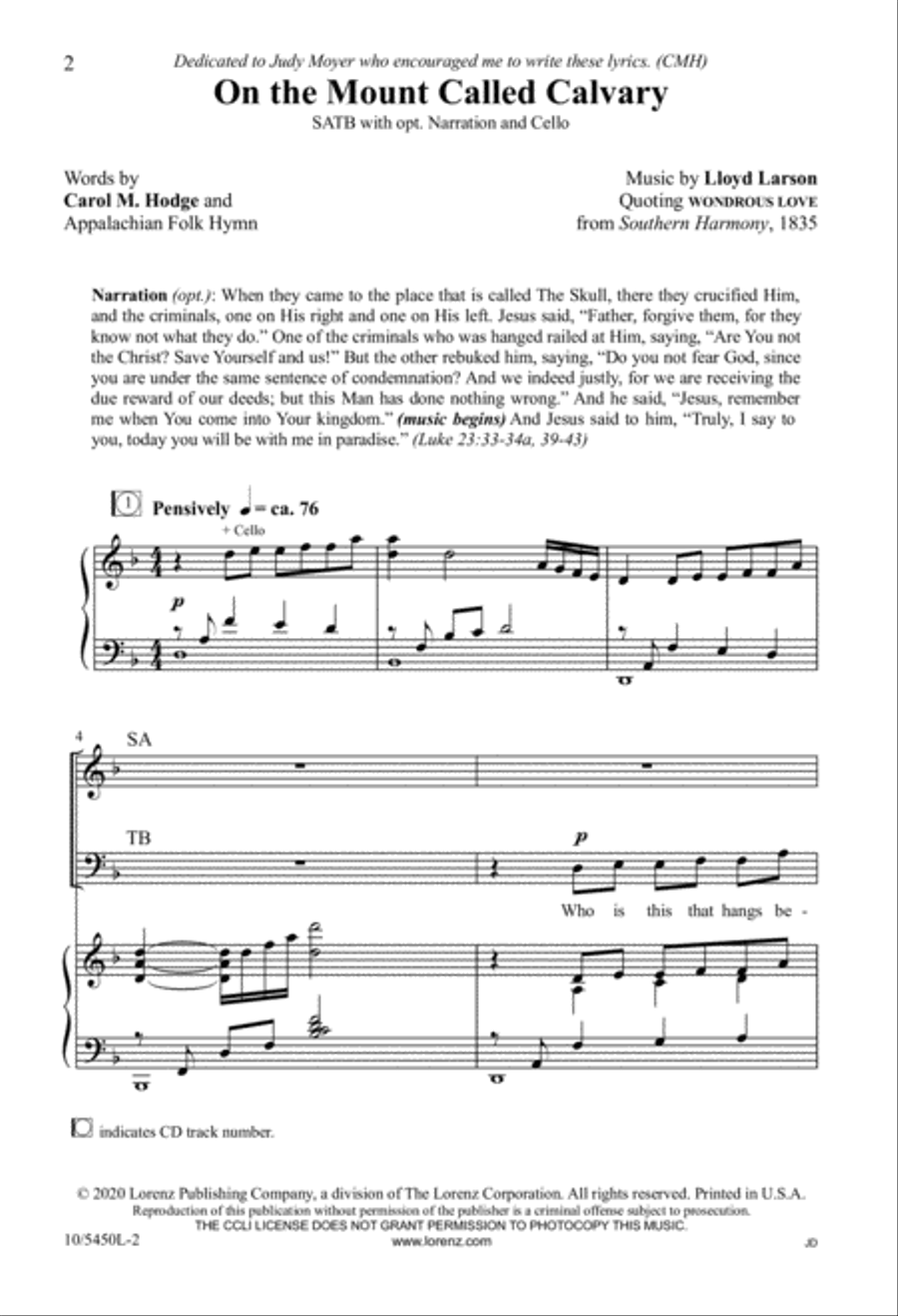 On the Mount Called Calvary 4-Part scores gallery preview page 2