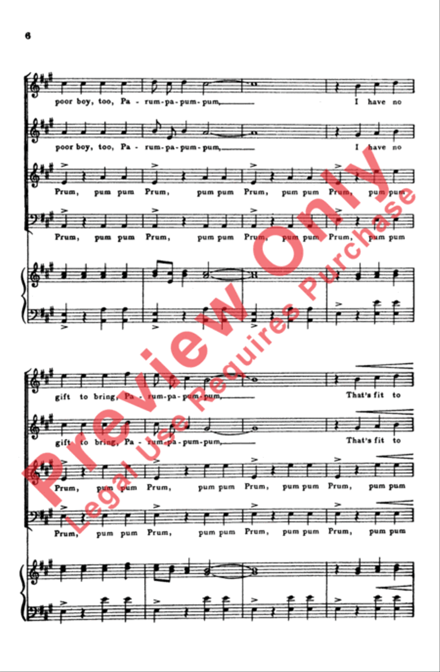 The Little Drummer Boy 4-Part scores gallery preview page 6