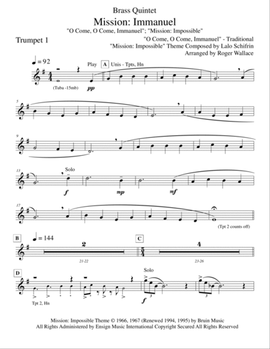 Mission: Impossible Theme from the Paramount Television Series MISSION: IMPOSSIBLE Brass Quintet scores gallery preview page 5