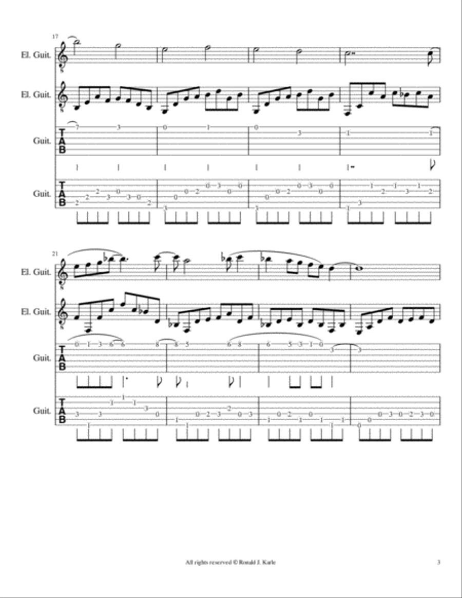Fantasy in C Guitar Tablature scores gallery preview page 4