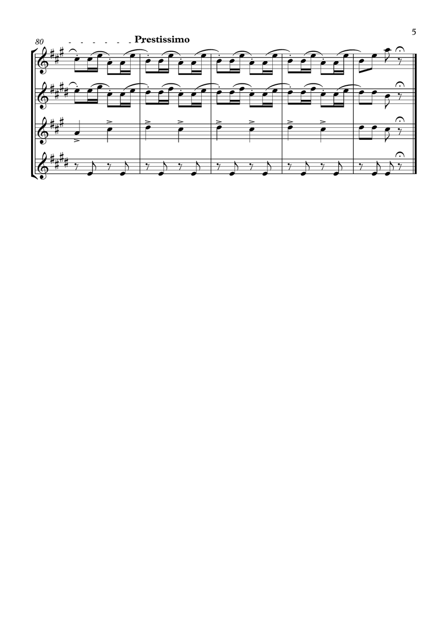 La suite de El cascanueces - 4. Danza rusa (Trepak) Woodwind Quartet scores gallery preview page 5