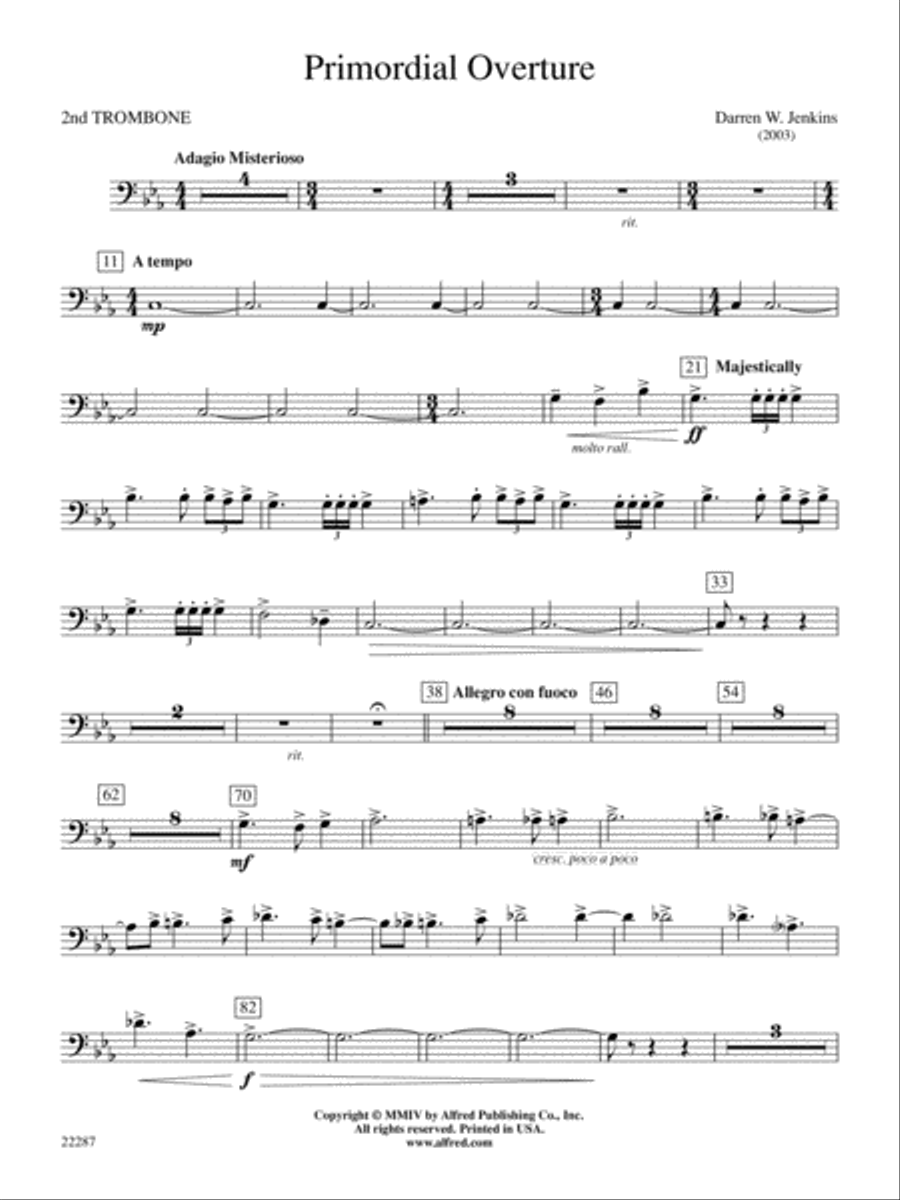 Primordial Overture: 2nd Trombone Concert Band scores gallery preview page 1
