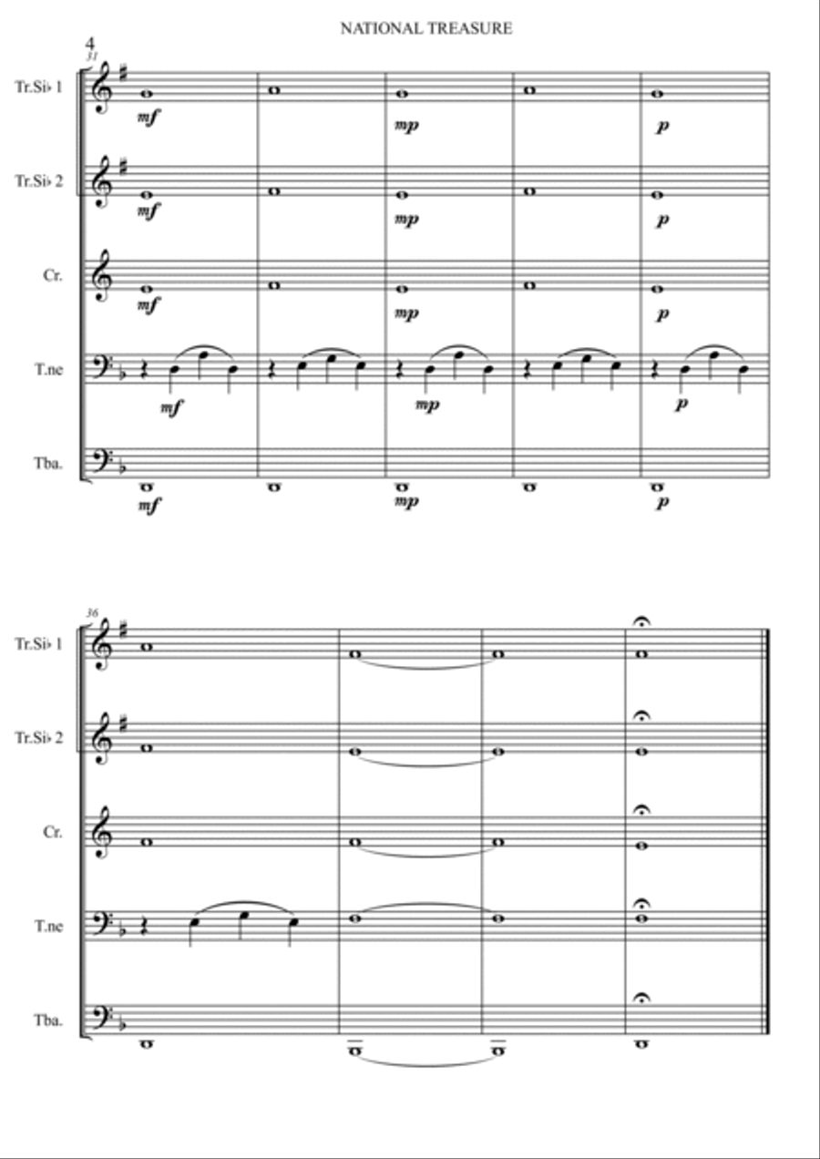 National Treasure (national Treasure Suite/ben/treasure) Brass Quintet scores gallery preview page 5