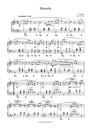 Chopin - Mazurka Op.67 No.2 for piano solo