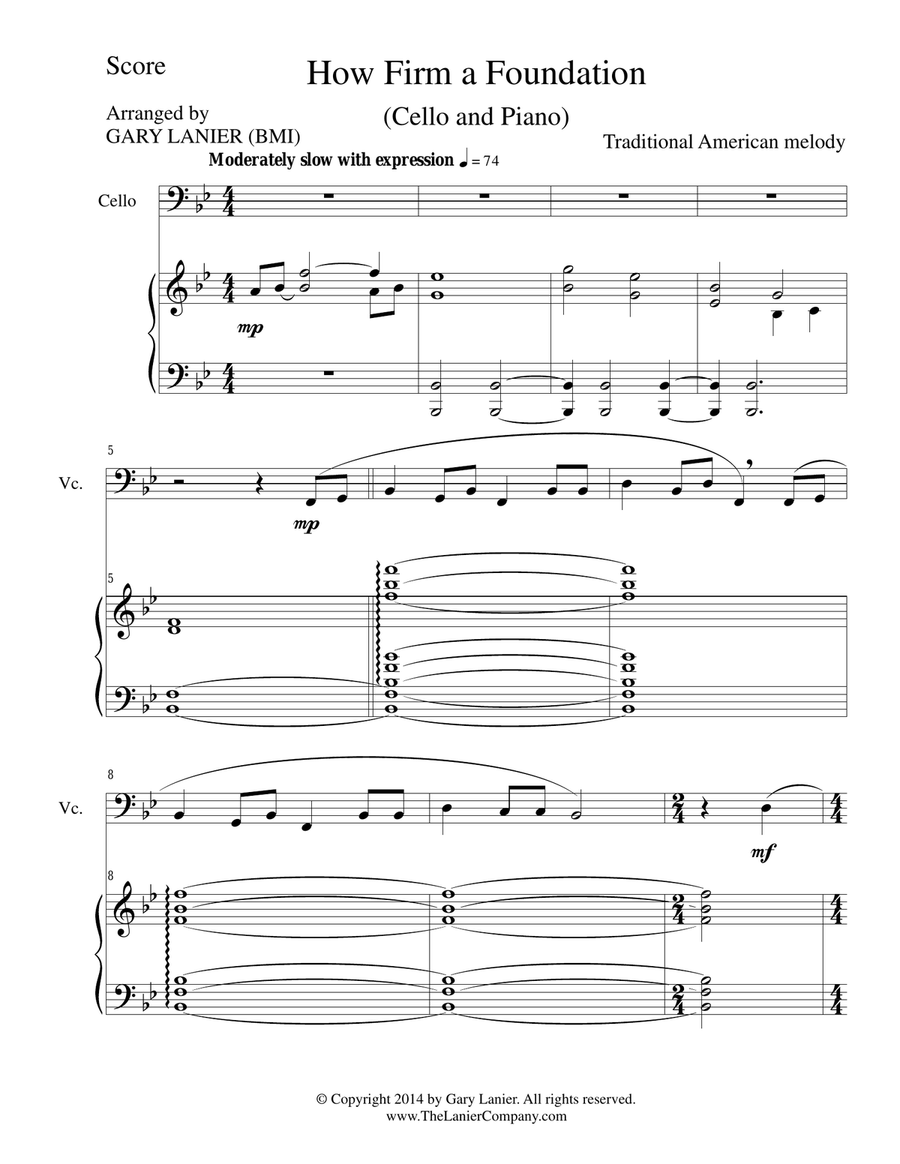 HOW FIRM A FOUNDATION (Cello/Piano and Cello Part) image number null