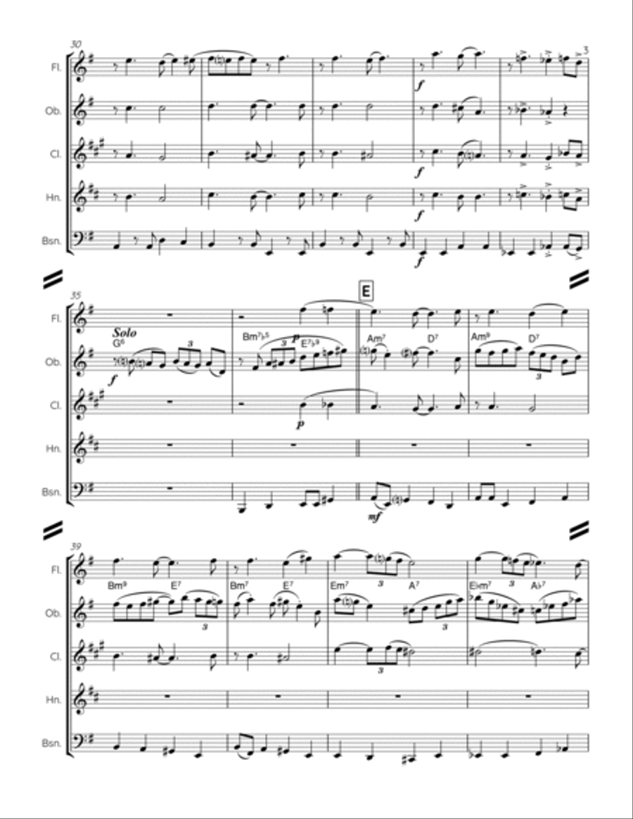 Satin Doll Woodwind Quintet scores gallery preview page 4