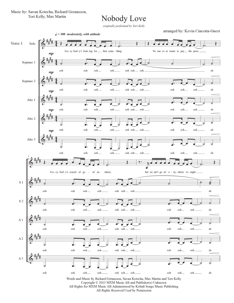 Nobody Love Nobody Love SSA scores gallery preview page 1