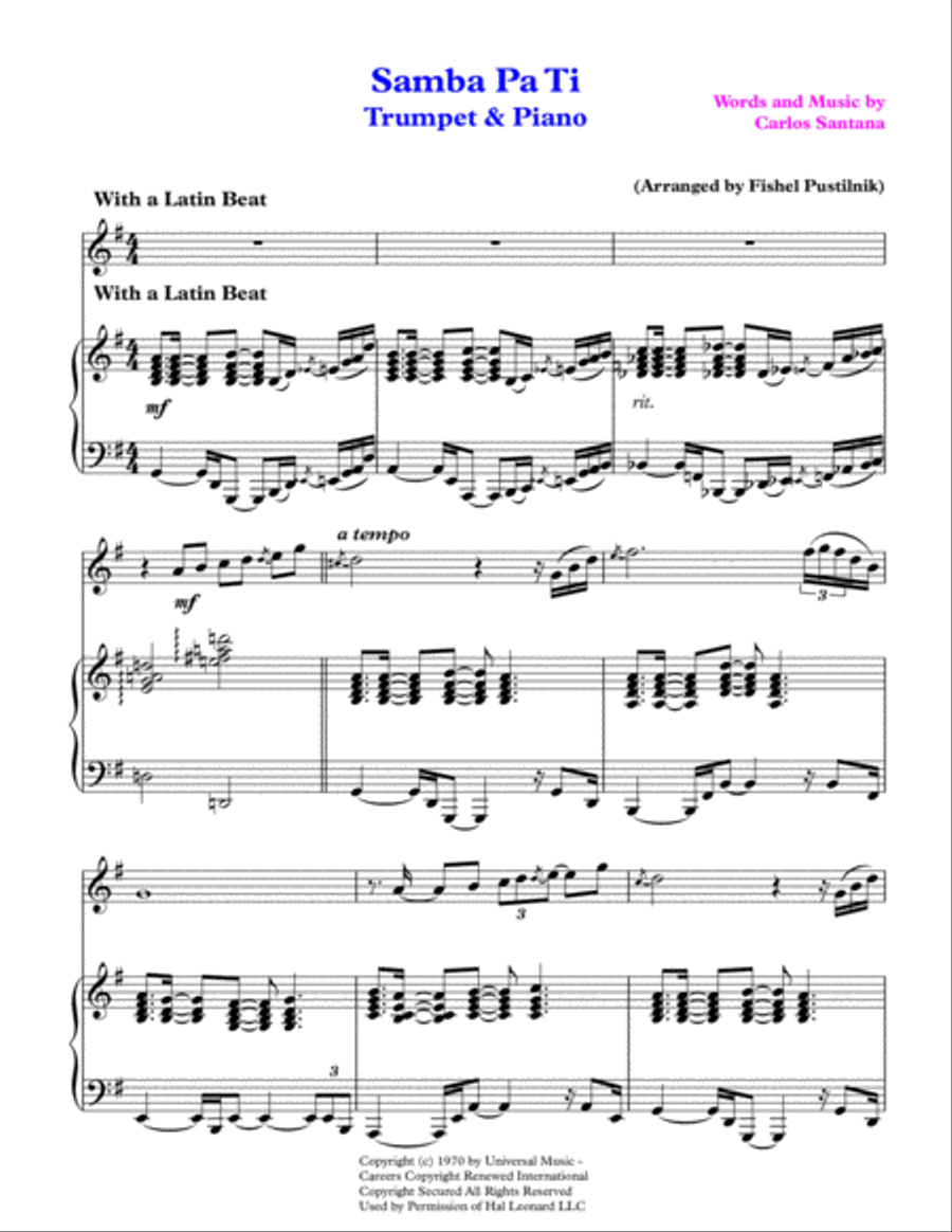 Samba Pa Ti Trumpet Solo scores gallery preview page 2