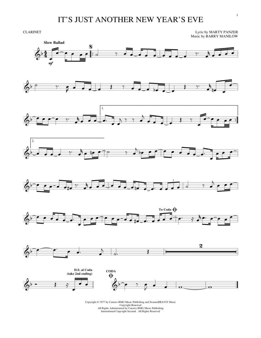 It's Just Another New Year's Eve Clarinet Solo scores gallery preview page 1
