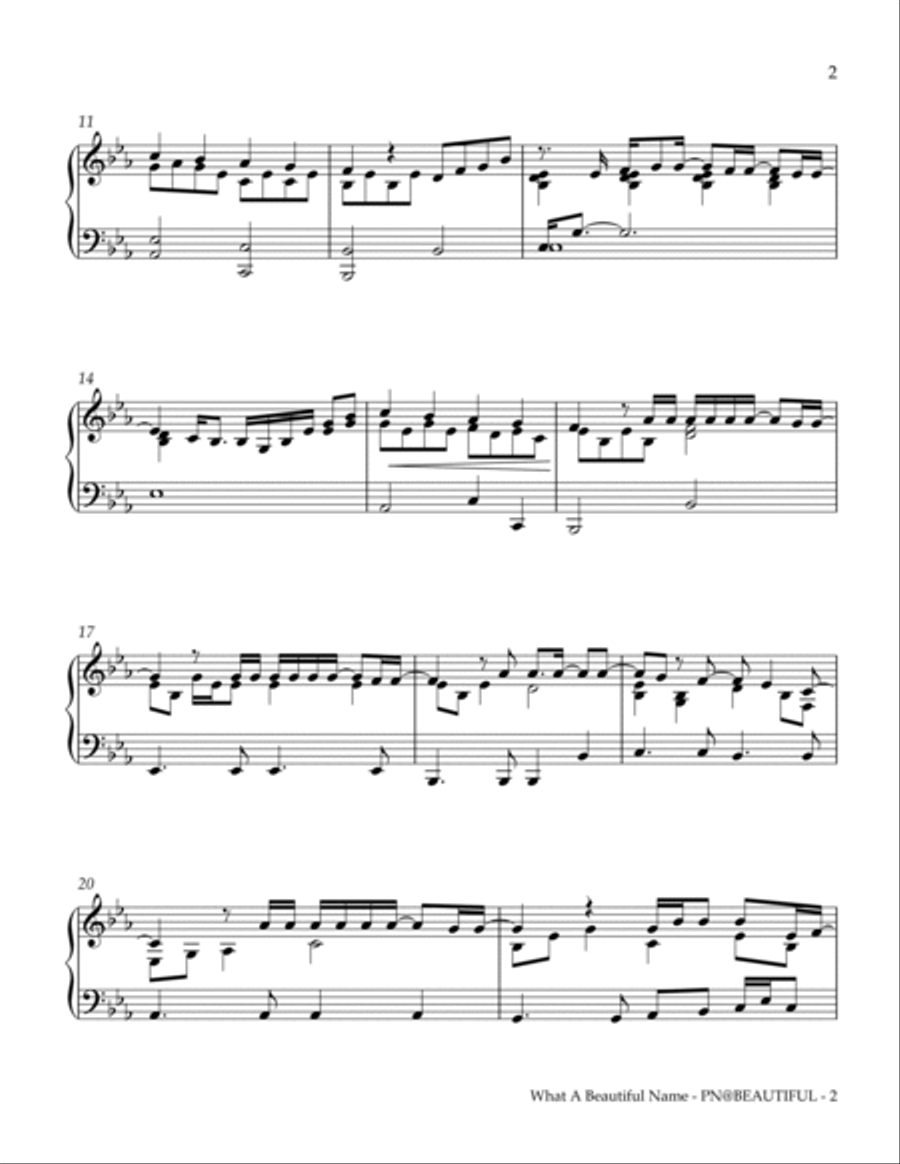 What A Beautiful Name Piano Solo scores gallery preview page 3