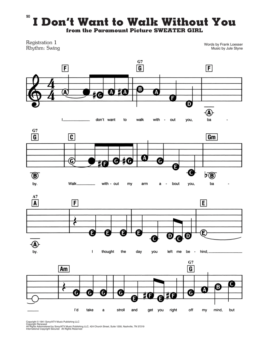 I Don't Want To Walk Without You Electronic Keyboard scores gallery preview page 1