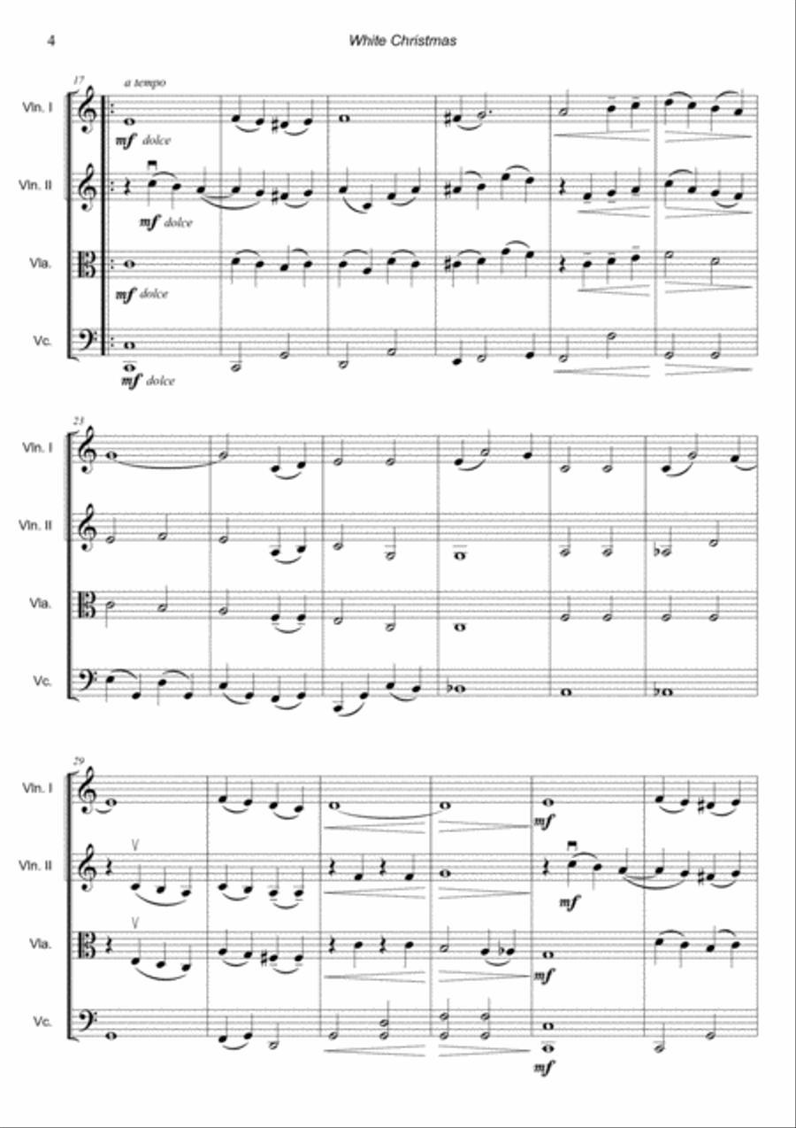 White Christmas String Quartet scores gallery preview page 4