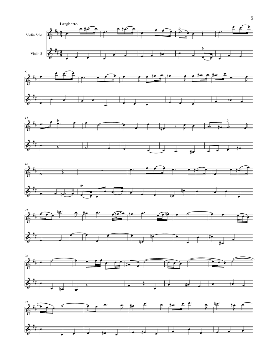Violin Sonata in D Major, HWV 371 (arr. 2 violins) String Duet scores gallery preview page 5