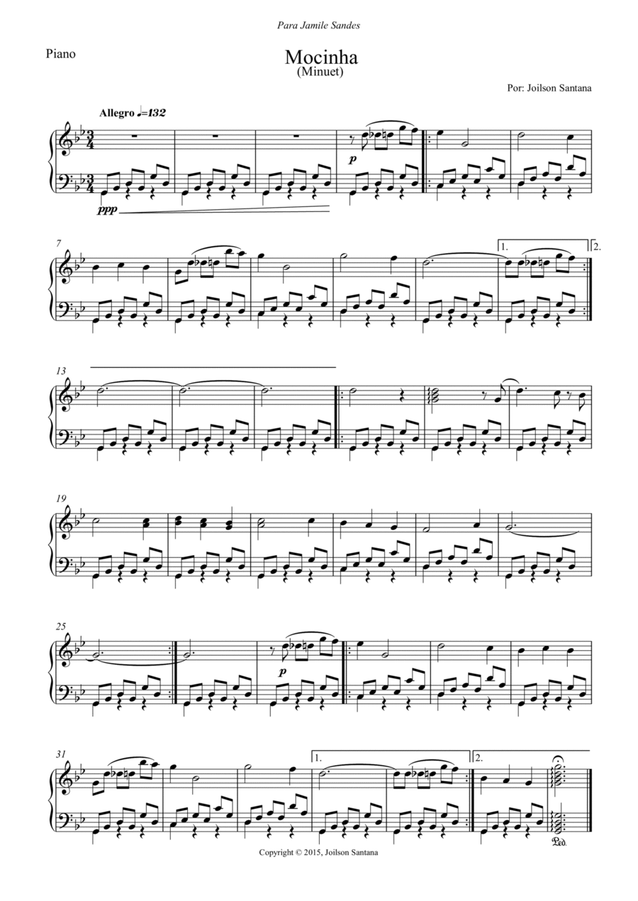 Minuet Mocinha - easy piano Easy Piano scores gallery preview page 1