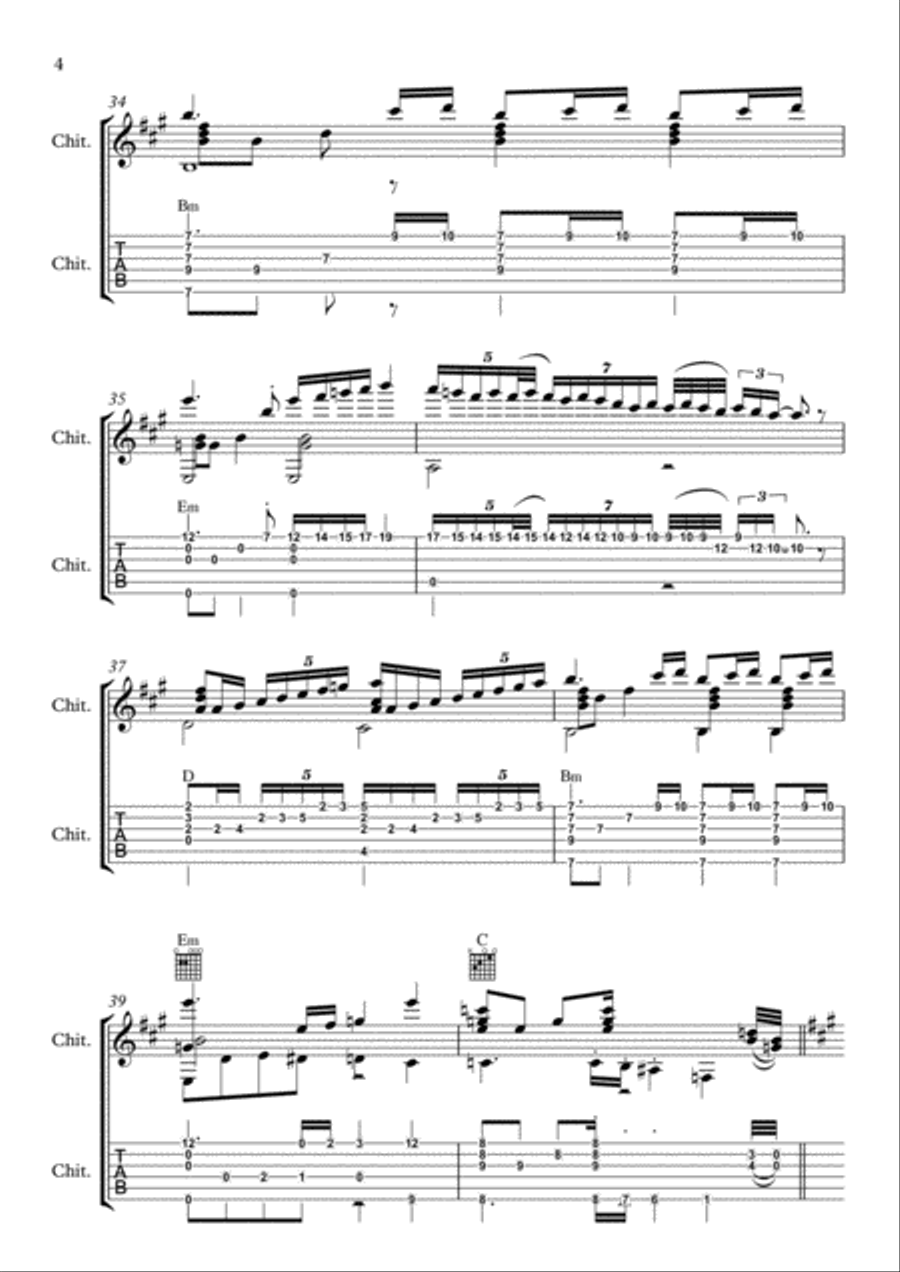 Bohemian Rhapsody Guitar Tablature scores gallery preview page 4