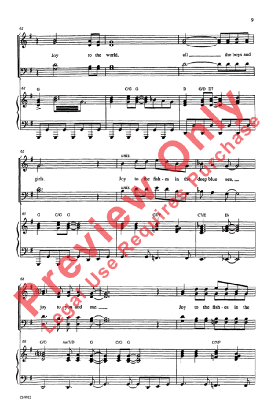 Joy to the World (Jeremiah Was a Bullfrog) 4-Part scores gallery preview page 9