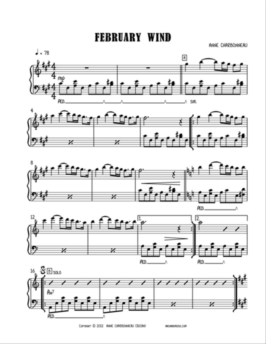 February Wind February Wind Piano Solo scores gallery preview page 1
