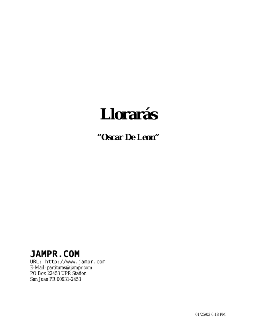Llorarás Full Orchestra scores gallery preview page 1