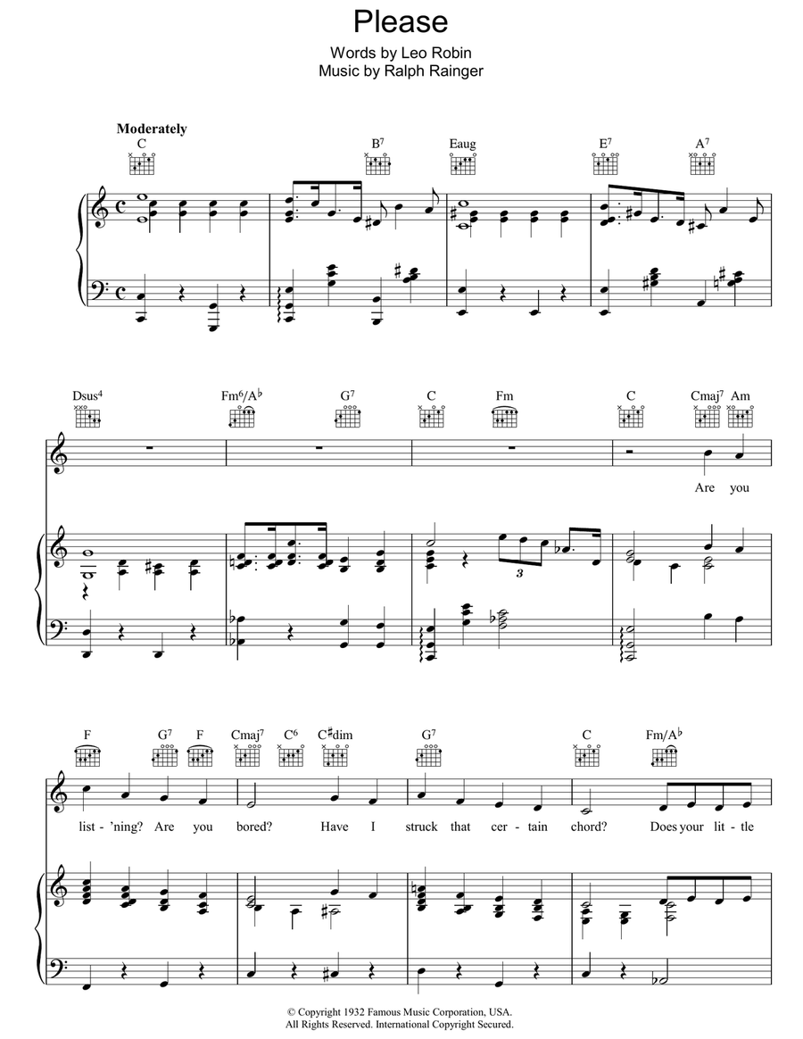 Please Piano, Vocal, Guitar scores gallery preview page 1