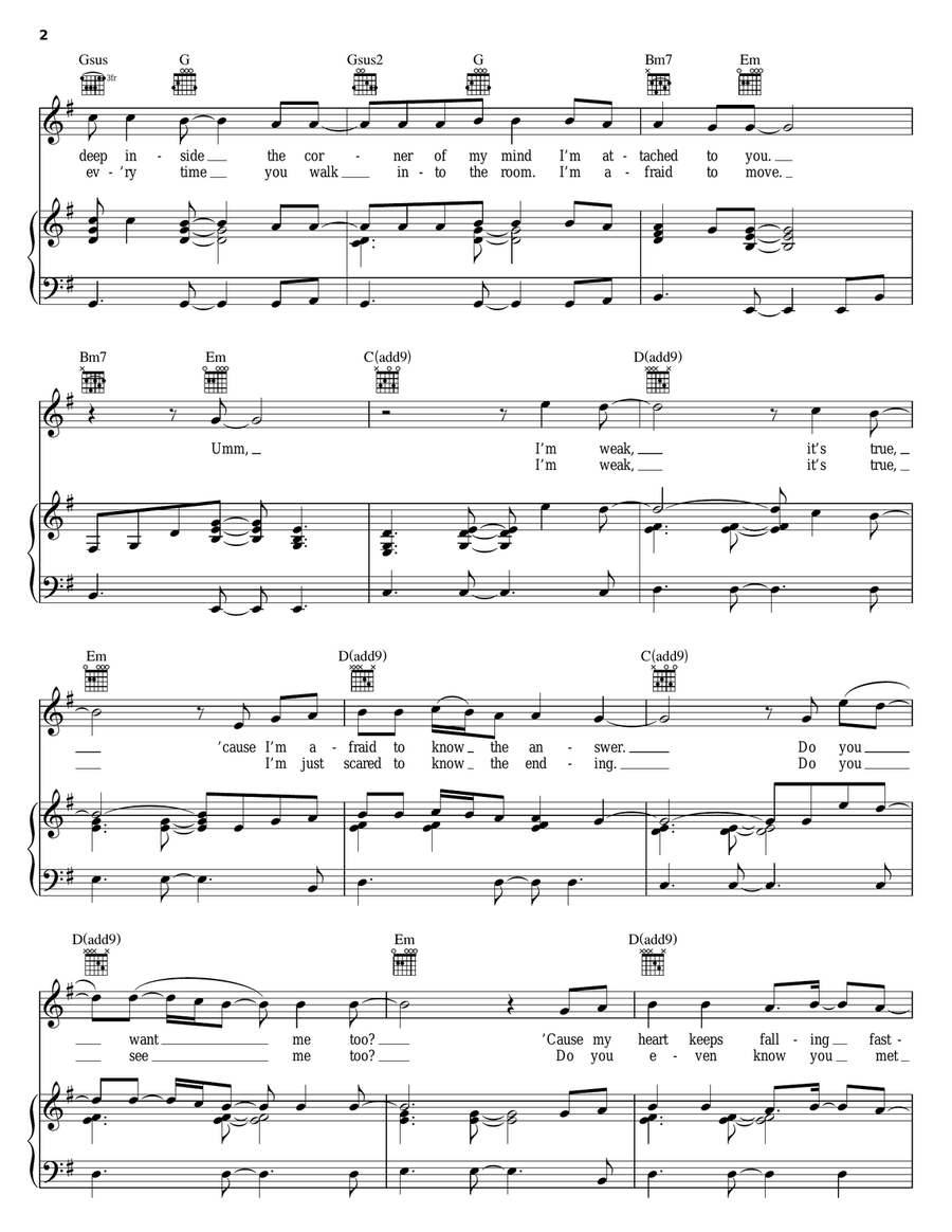 True Piano, Vocal, Guitar scores gallery preview page 2