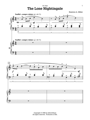 The Lone Nightingale - Piano Duo (2 Pianos, 4 Hands)