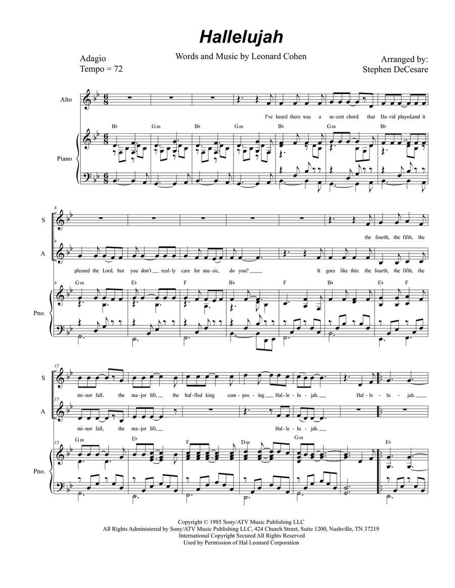 Hallelujah Hallelujah Alto Voice scores gallery preview page 1
