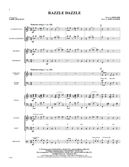 Razzle Dazzle (from the musical Chicago): Score